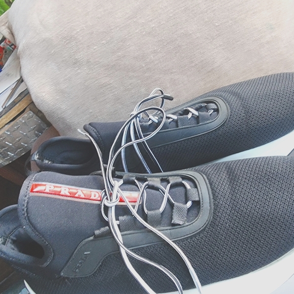 Prada Luxury Rare Chunky Black on black/white bottom sneakers.Women's Size9/39.5 - Picture 2 of 5